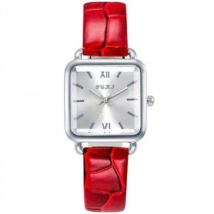 OUKJ Women's Stainless Steel Quartz Movement Designer Watch Color Red